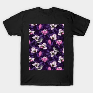 Blooming magnolia and titmouse bird 4 T-Shirt